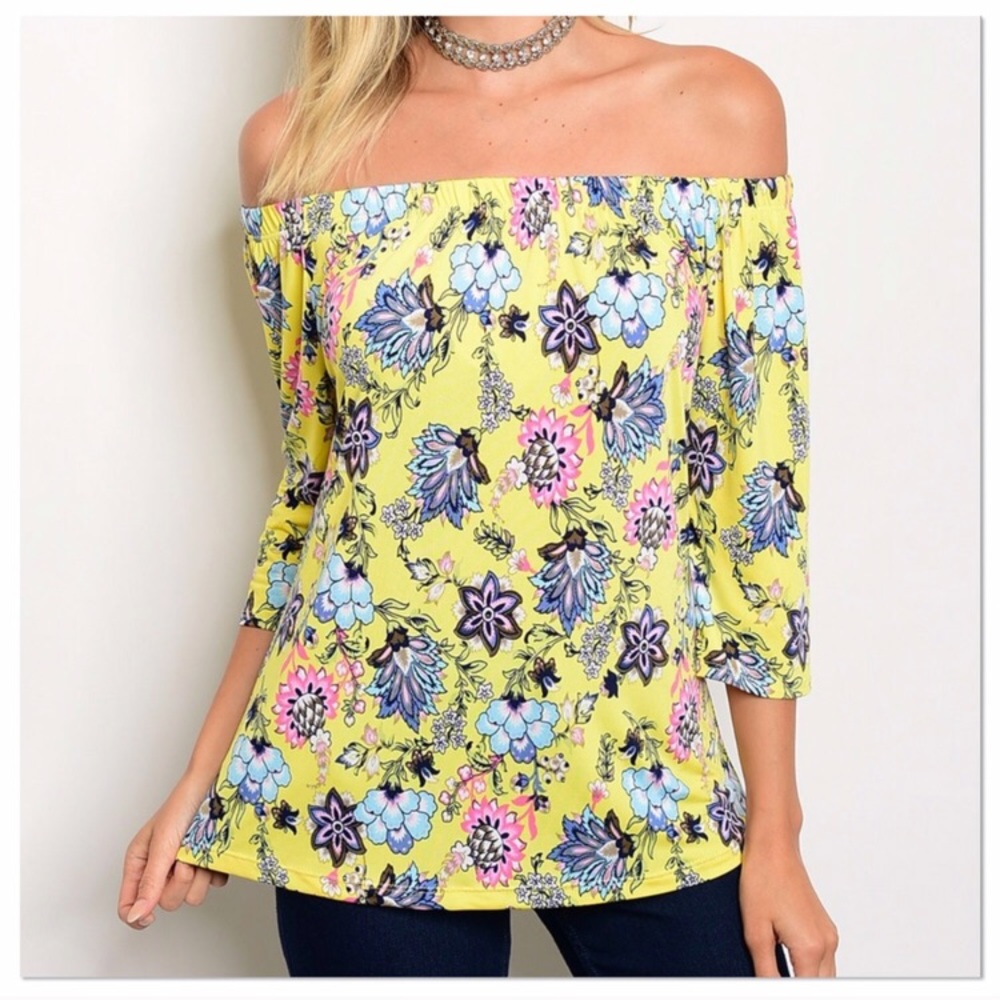 Sunny Yellow Off Shoulder Top - Picture 2 of 3